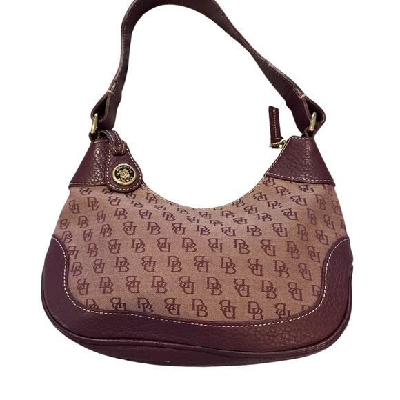 Dooney & Bourke Burgundy and Purple Vintage Signature Shoulder Bag - Picture 1 of 9